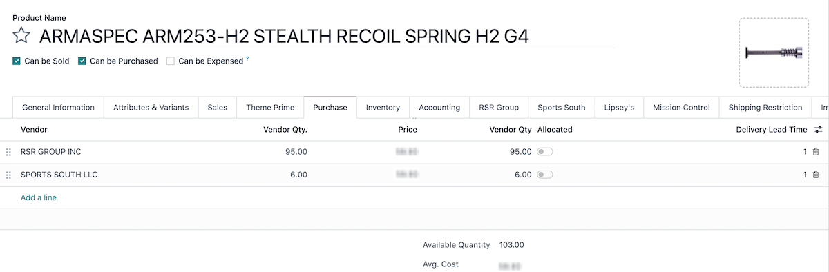 Distributor Stock Levels in Product Catalog