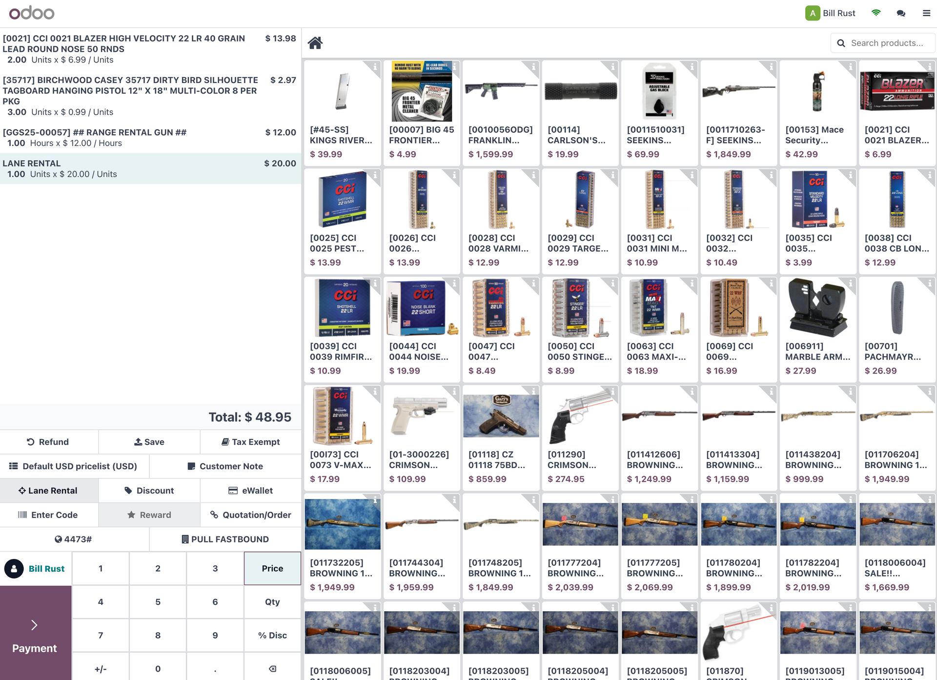Odoo POS with lane rental, range time, and retail products in one transaction