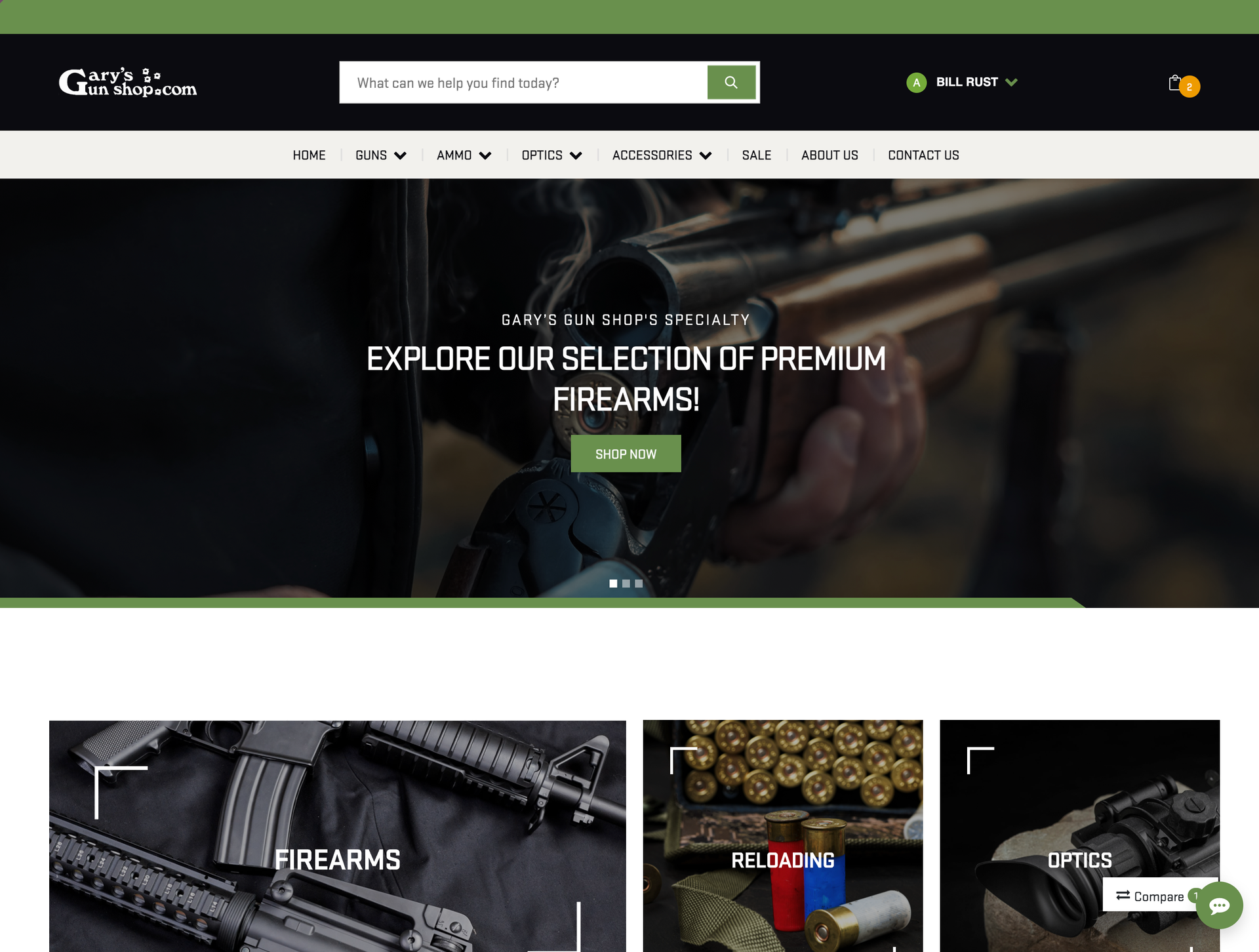 Odoo eCommerce website for gun stores