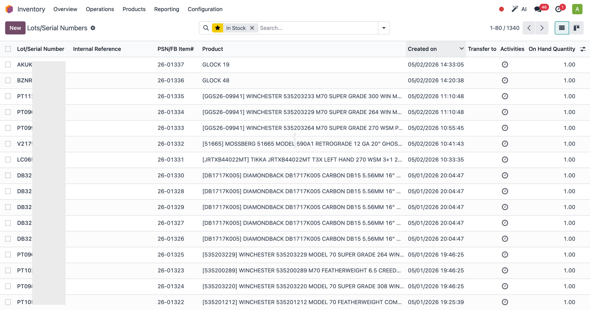 Serial number tracking and traceability in Odoo inventory